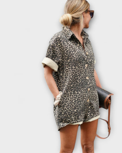 Monika - Hemd-Jumpsuit mit Leopardenmuster