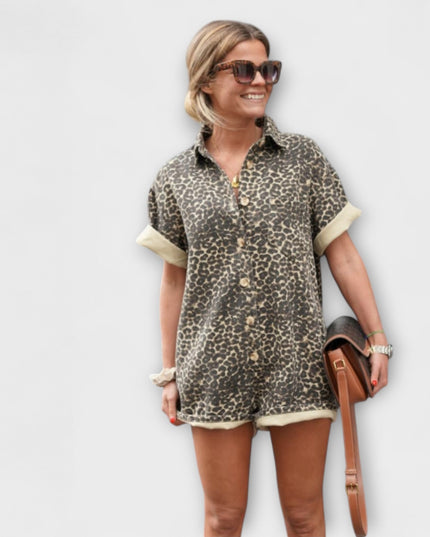 Monika - Hemd-Jumpsuit mit Leopardenmuster