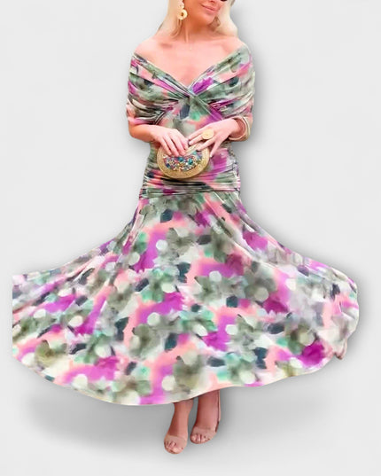 Viktoria - Schickes V-Ausschnitt Maxikleid