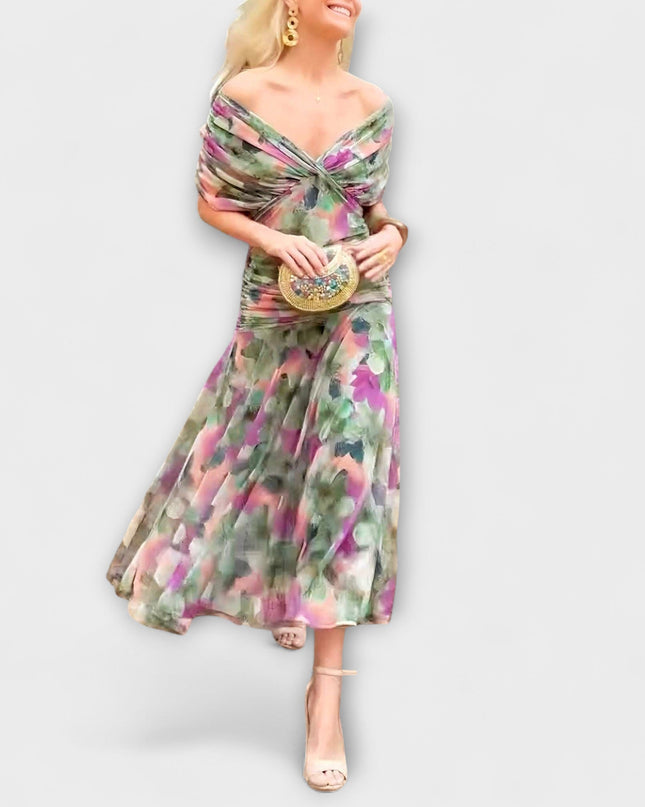 Viktoria - Schickes V-Ausschnitt Maxikleid