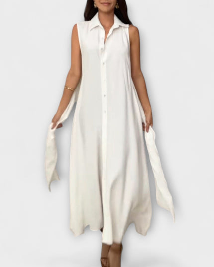 Paula - Auffälliges, einreihiges Midi-Kleid mit Bindedetail