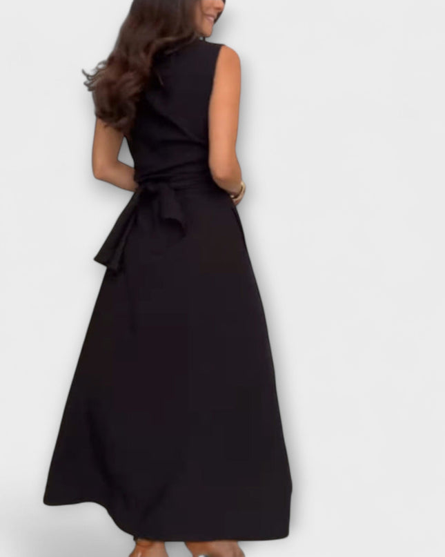 Paula - Auffälliges, einreihiges Midi-Kleid mit Bindedetail