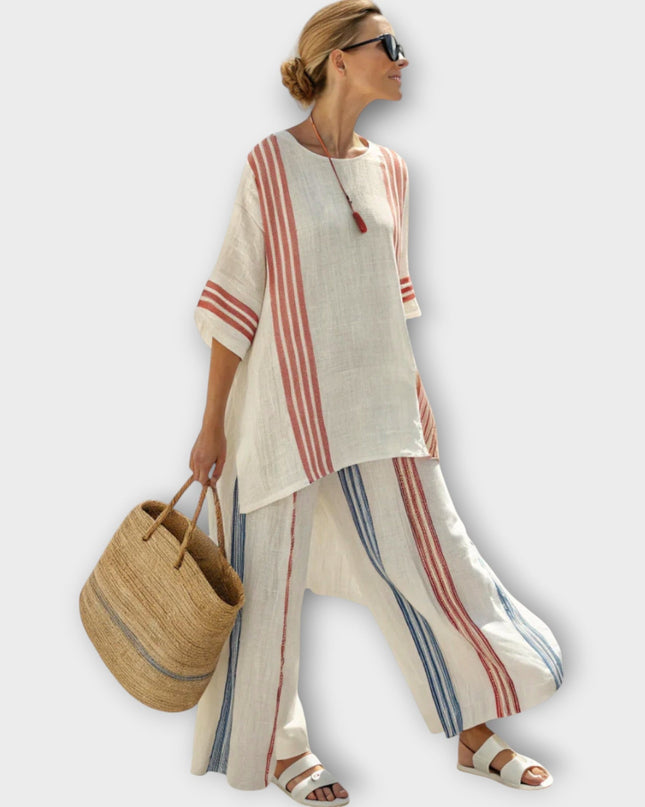 Anila - Elegantes Zweiteiliges Set Mit Gestreiftem Design