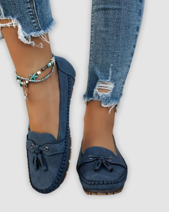 Sofia - Klassische Wildleder Loafer Mit Quastendetail