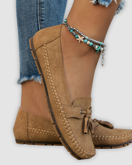 Sofia - Klassische Wildleder Loafer Mit Quastendetail