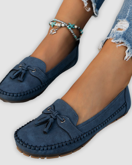 Sofia - Klassische Wildleder Loafer Mit Quastendetail