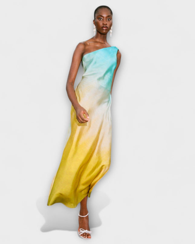 Emily - Ein-Schulter Midi-Kleid