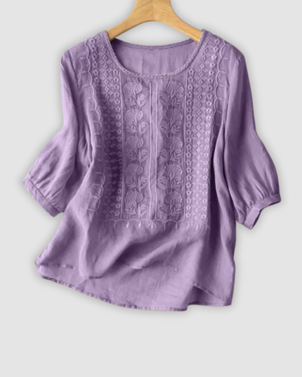 Hannelore – Bestickte, locker sitzende Bluse