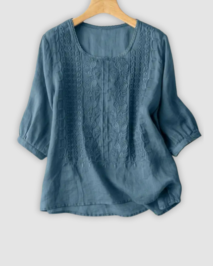 Hannelore – Bestickte, locker sitzende Bluse