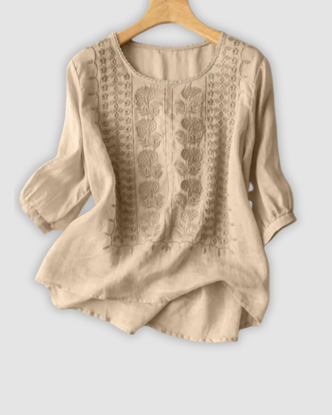 Hannelore – Bestickte, locker sitzende Bluse