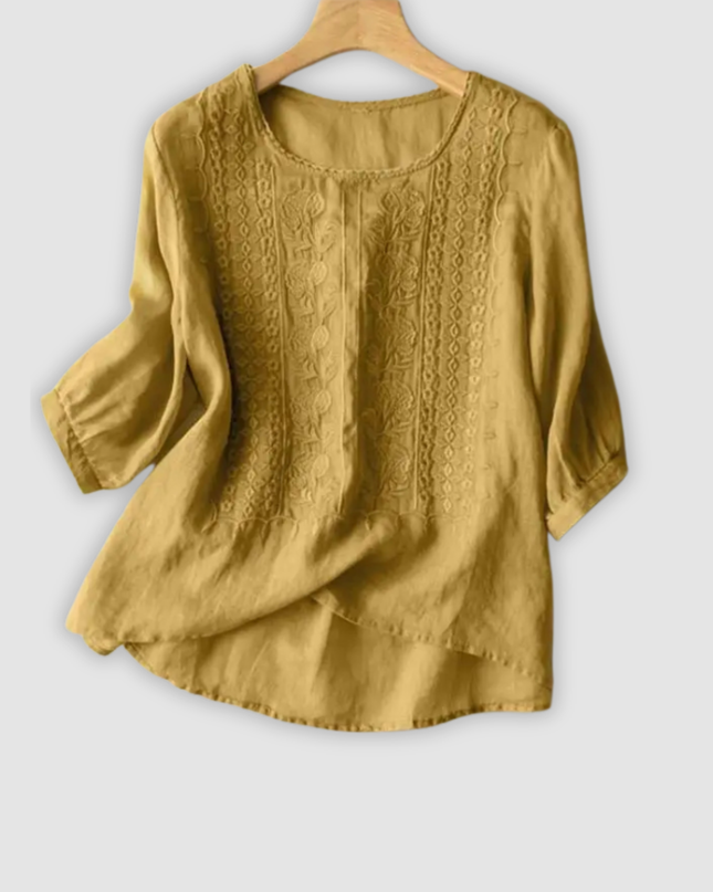 Hannelore – Bestickte, locker sitzende Bluse