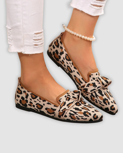 Oliven - Bequeme Strick-Loafers mit Schleifendetail