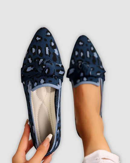 Oliven - Bequeme Strick-Loafers mit Schleifendetail