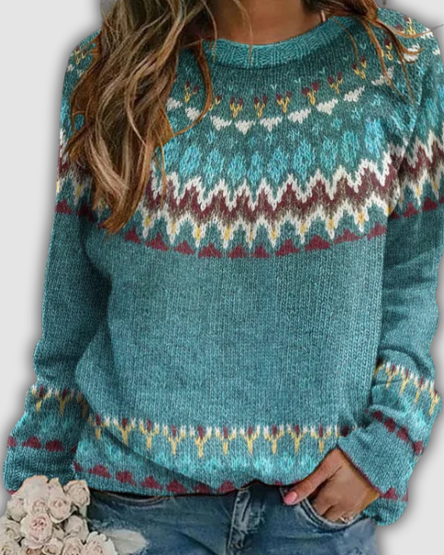 Alvara - Retro Sweatshirt mit Wellenmuster