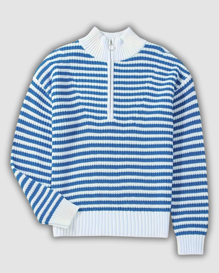 Arntraud - Gestreifter Pullover mit Reißverschluss