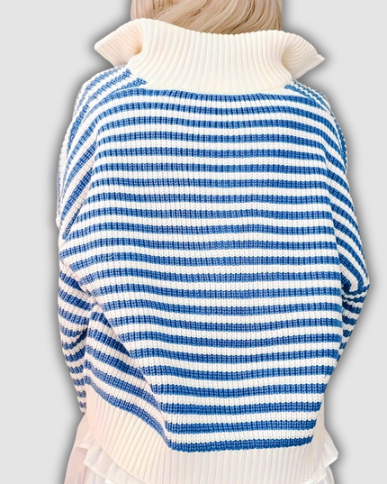 Arntraud - Gestreifter Pullover mit Reißverschluss