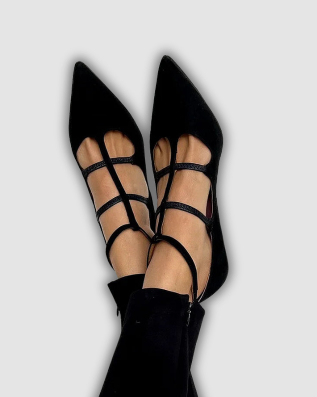 Katja - Elegante Schnür-Ballerinas mit spitzer Spitze
