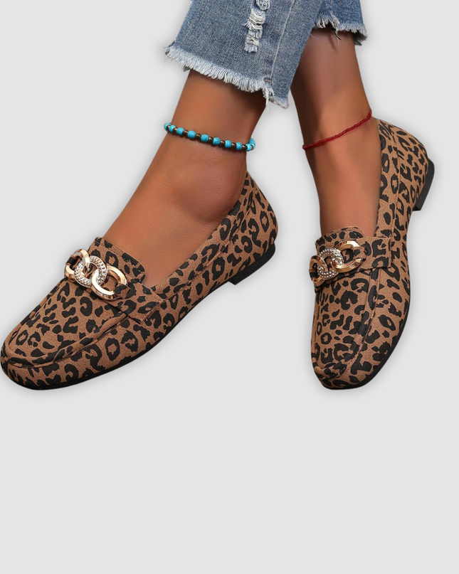 Leah - Leder-Mokassins mit Leopardenmuster