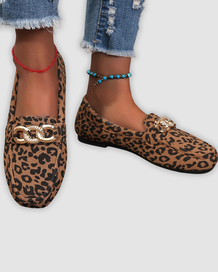 Leah - Leder-Mokassins mit Leopardenmuster