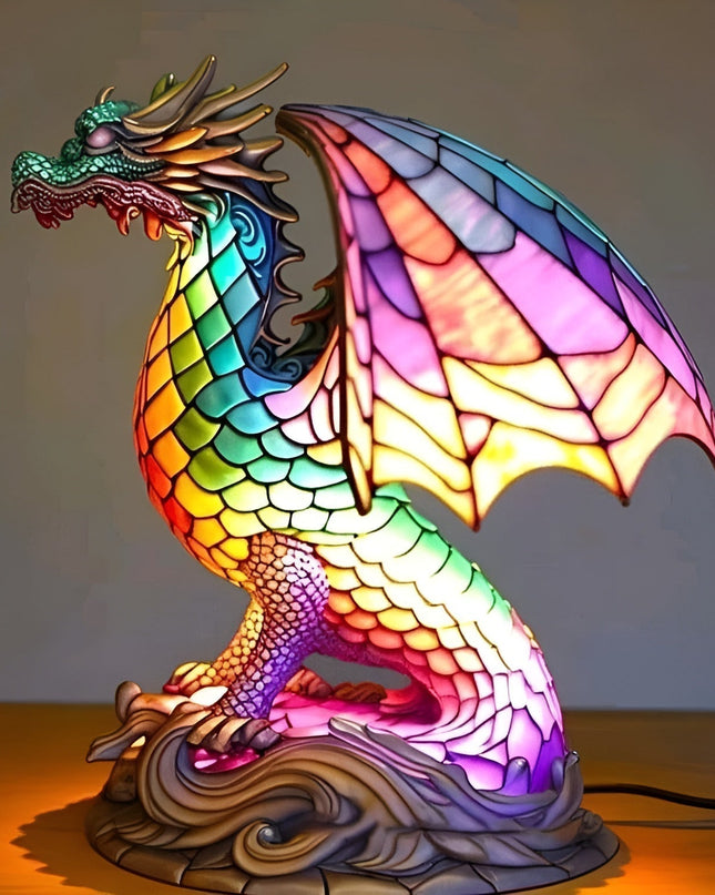 Greta - Magische Drachenlampe aus Buntglas