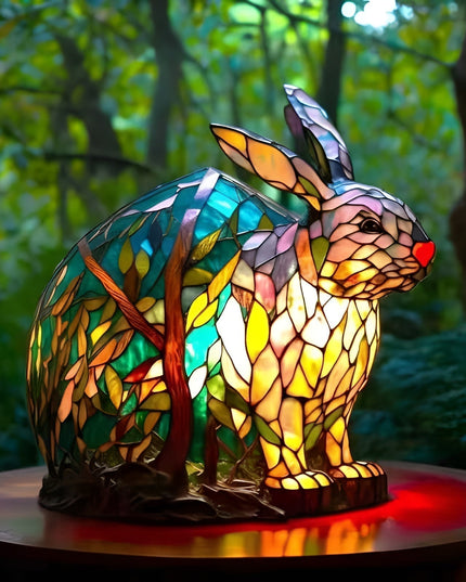 Gisela - Hasenlampe aus Buntglas