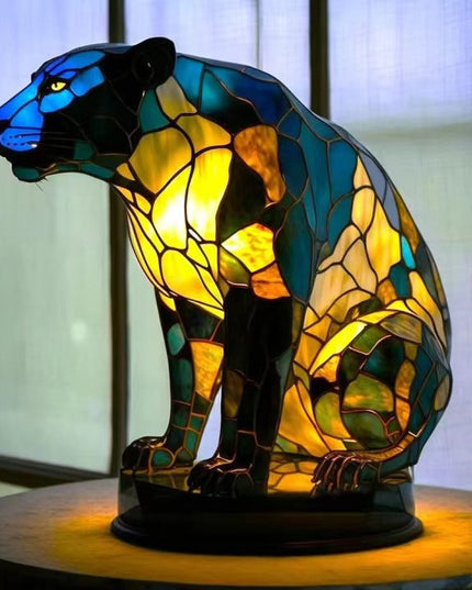 Leonie - Panther Lampe Magisk aus Buntglas