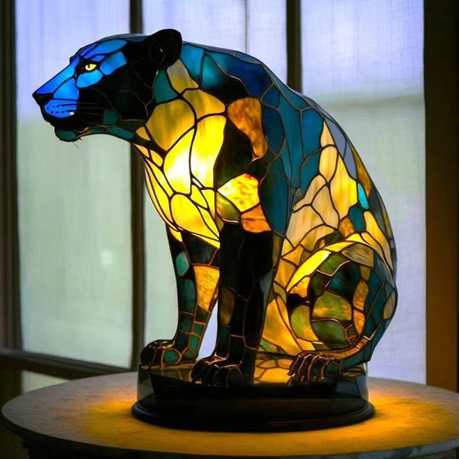 Leonie - Panther Lampe Magisk aus Buntglas