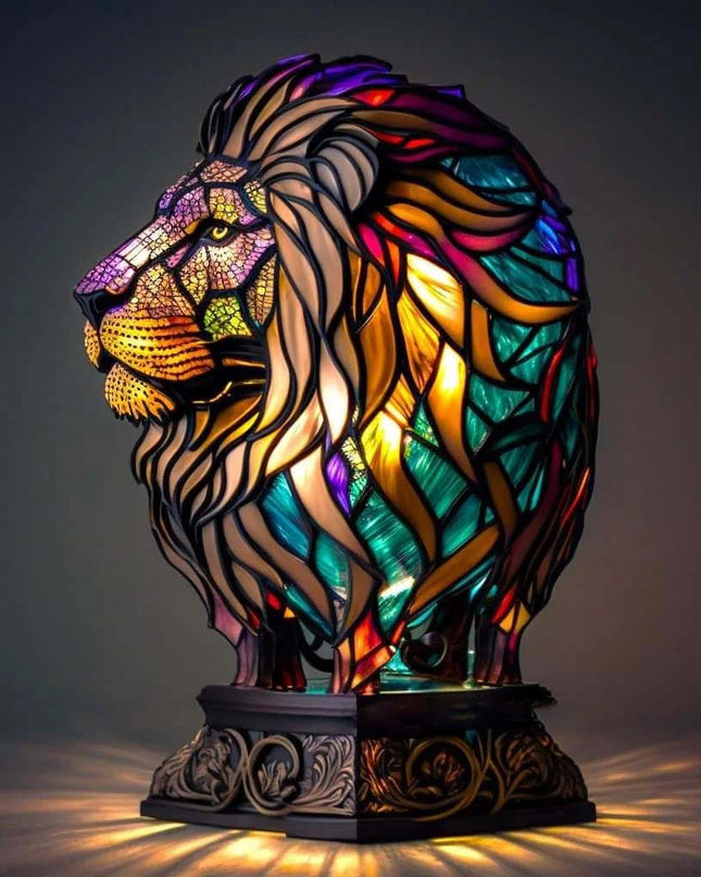 Johanna - Magische Löwenlampe aus Buntglas