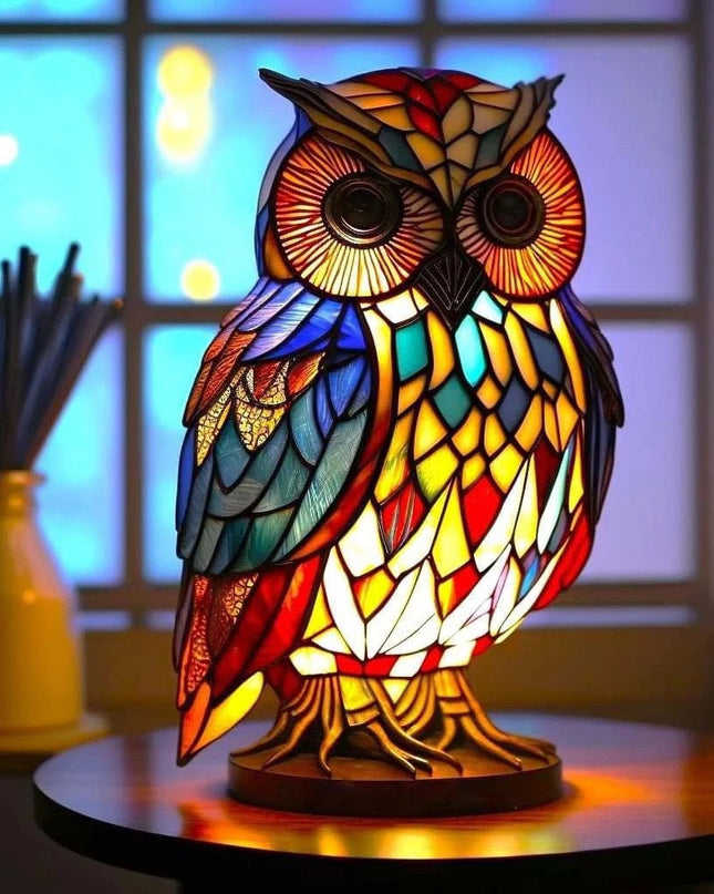 Clara - Eulenlampe aus Buntglas