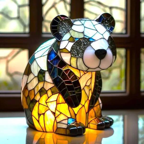 Frieda - Panda-Lampe Magisk aus Buntglas
