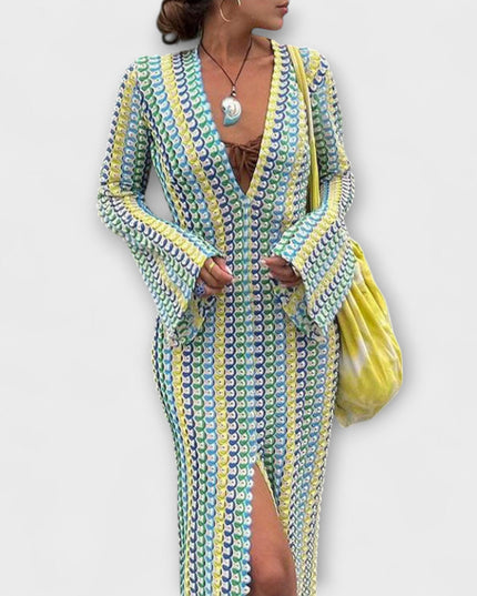 Leonora – Maxikleid mit V-Ausschnitt und Urlaubsflair