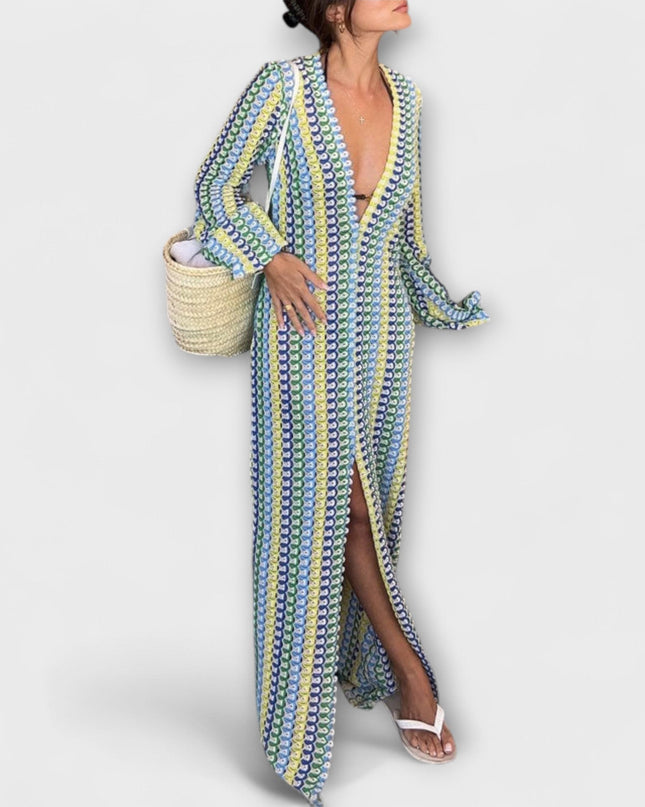 Leonora – Maxikleid mit V-Ausschnitt und Urlaubsflair