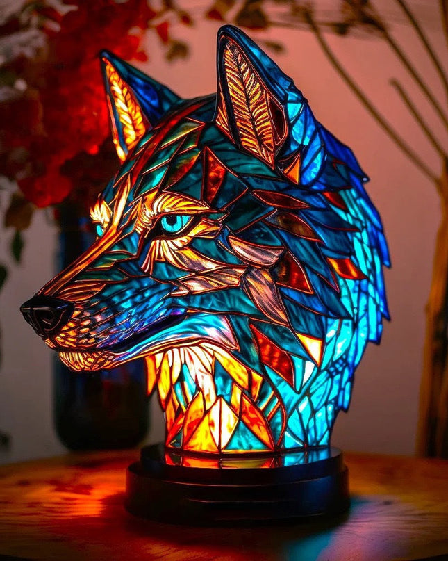Mathilda - Magische Wolfs­lampe aus Buntglas