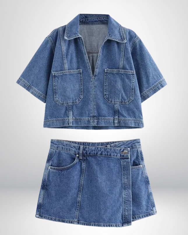 Adalind - Denim Set mit V-Ausschnitt
