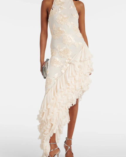 Birgit - Maxikleid mit floralen Applikationen