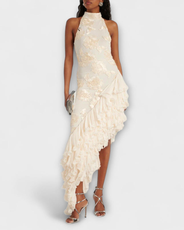 Birgit - Maxikleid mit floralen Applikationen