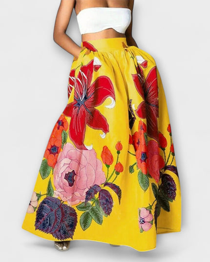 Mailin – Hochtaillierter Midirock Mit Floralem Print