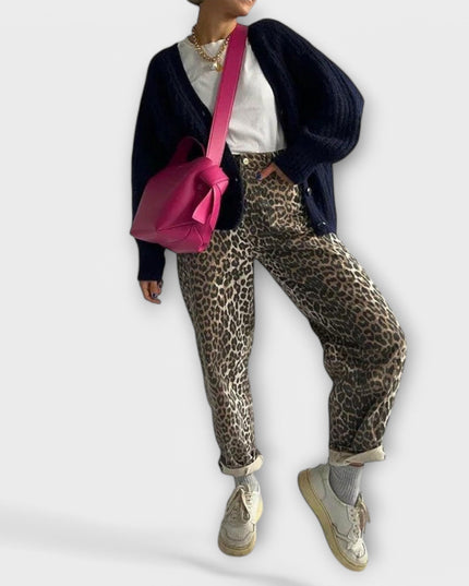 Selma – Vintage-Jeans Mit Wildem Leopardenprint