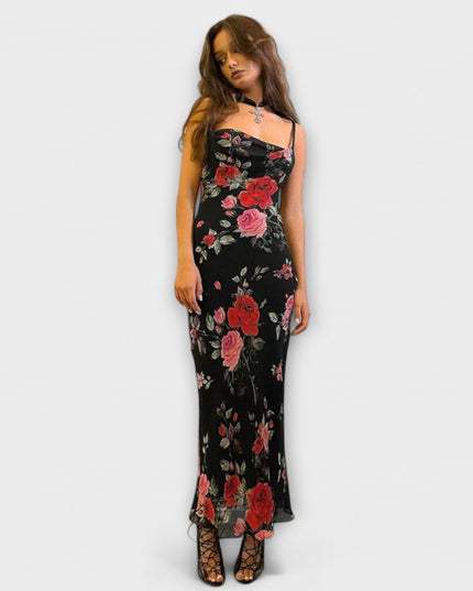 Ramona - Blumenmuster Spaghetti-Träger Bodycon Kleid