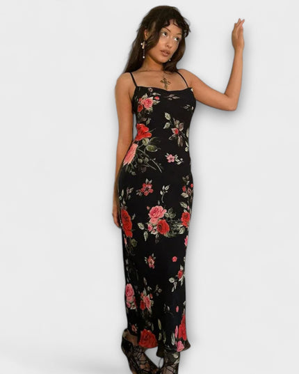 Ramona - Blumenmuster Spaghetti-Träger Bodycon Kleid