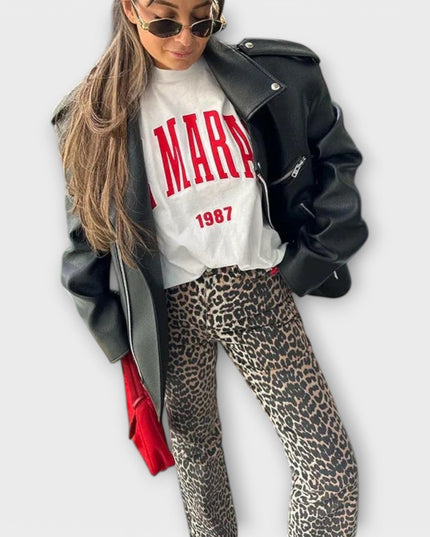 Selma – Vintage-Jeans Mit Wildem Leopardenprint