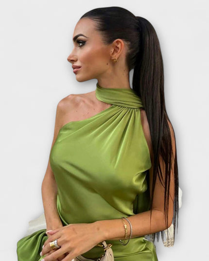 Anika - Schickes Off-Shoulder Halter Maxikleid