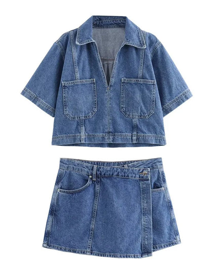Adalind - Denim Set mit V-Ausschnitt