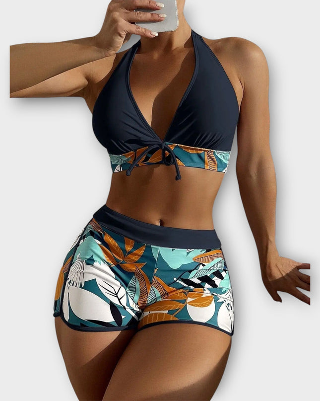 Carla - Hochtailliertes Halter-Bikini-Set