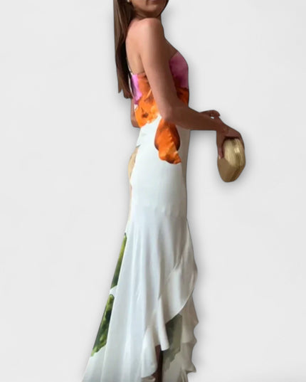 Waltraude - Elegantes Patchwork Maxi Kleid