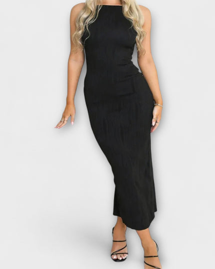 Hannah - Schickes ärmelloses gerafftes langes Kleid