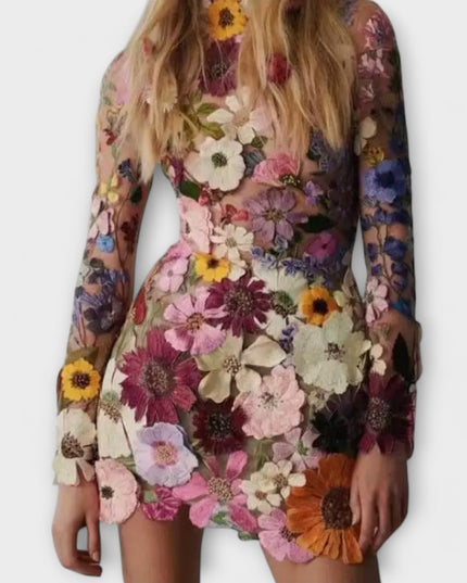 Magrit - Kleid mit 3D-Blumenmuster