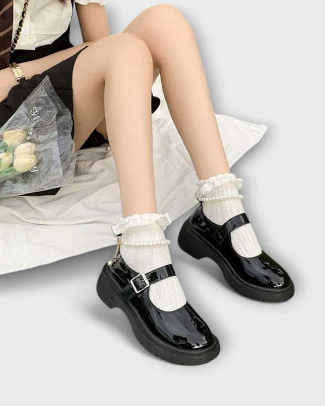 Pearl - Luxus Perlen Mary Jane Leder Schuhe