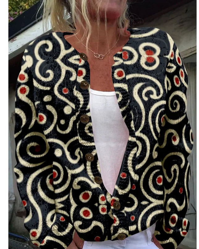 Kreszentia - Schicke Strickjacke mit Print