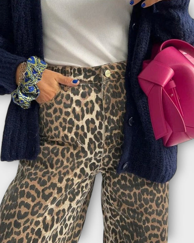 Selma – Vintage-Jeans Mit Wildem Leopardenprint